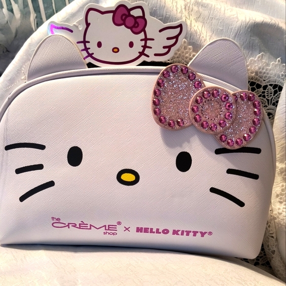 Hello Kitty Handbags - Hello Kitty The Creme Shop Pink Bling Y2K Makeup Bag NWT